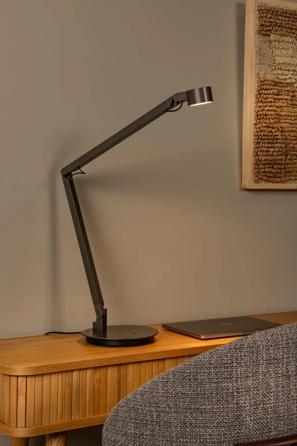 Lucide Premium OGDEN - Table lamp- LED 3 StepDim - 1x7W 3000K - Grey iron - atmosphere 1